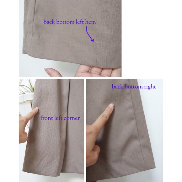 Vintage Khaki A Line Skirt, Classic Flared Cut w/ Tulip Pleats, Small Office - Picture 6 of 8